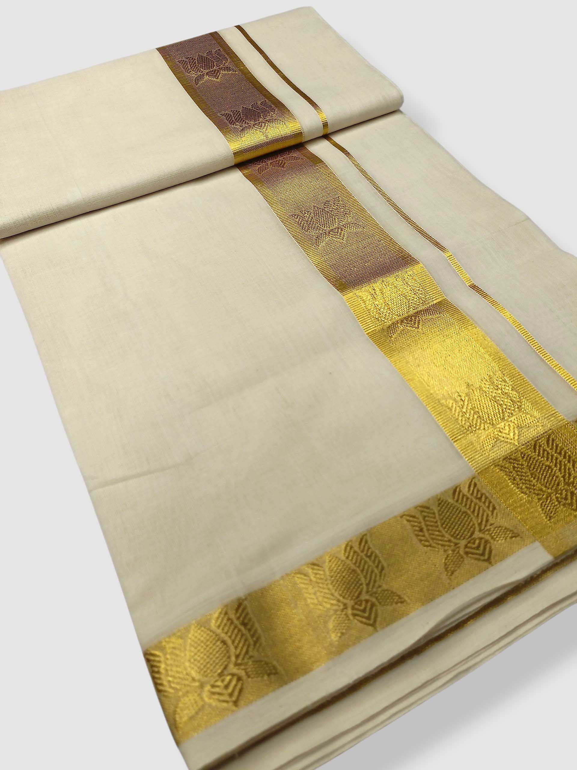 Premium Wedding Handloom Balaramapuram Unaakupaavu Kasavu Mundu for Men