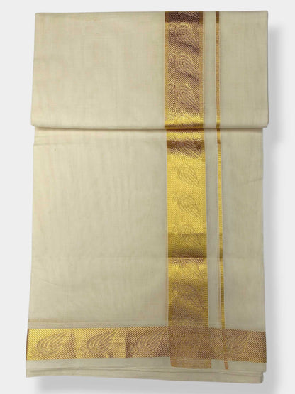 Premium Wedding Handloom Balaramapuram Unaakupaavu Kasavu Mundu for Men