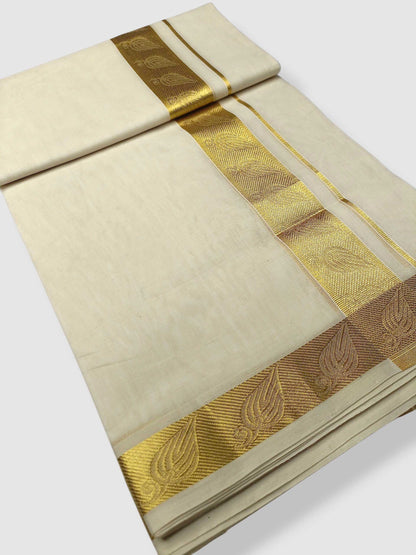 Premium Wedding Handloom Balaramapuram Unaakupaavu Kasavu Mundu for Men