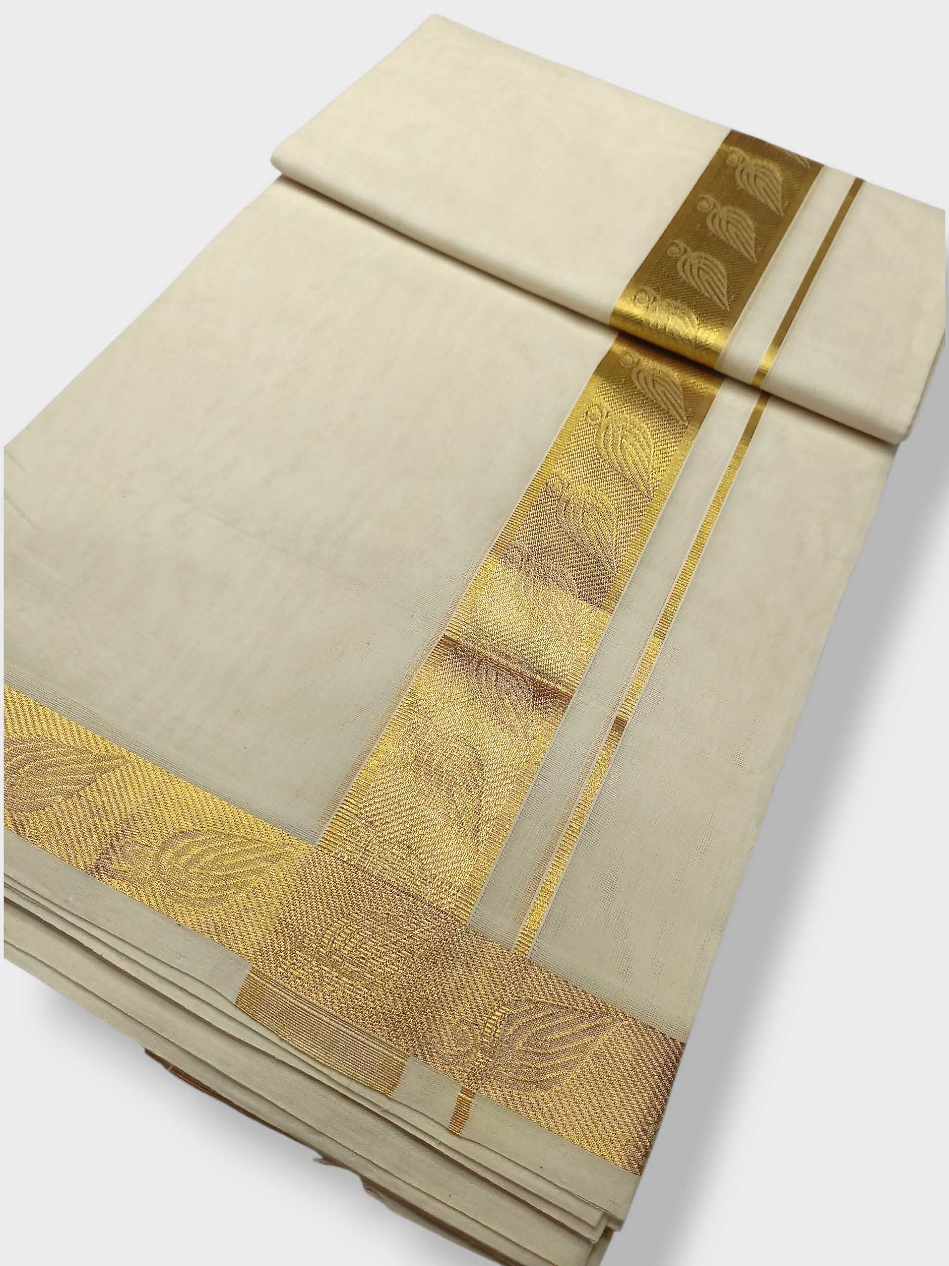 Premium Wedding Handloom Balaramapuram Unaakupaavu Kasavu Mundu for Men