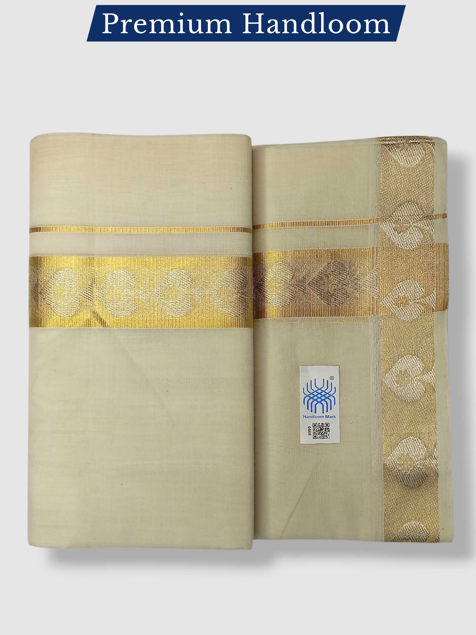 Premium Wedding Handloom Balaramapuram Unaakupaavu Kasavu Mundu for Men