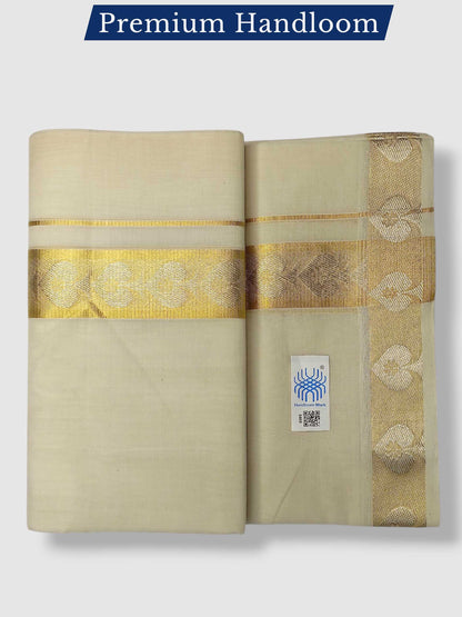 Premium Wedding Handloom Balaramapuram Unaakupaavu Kasavu Mundu for Men