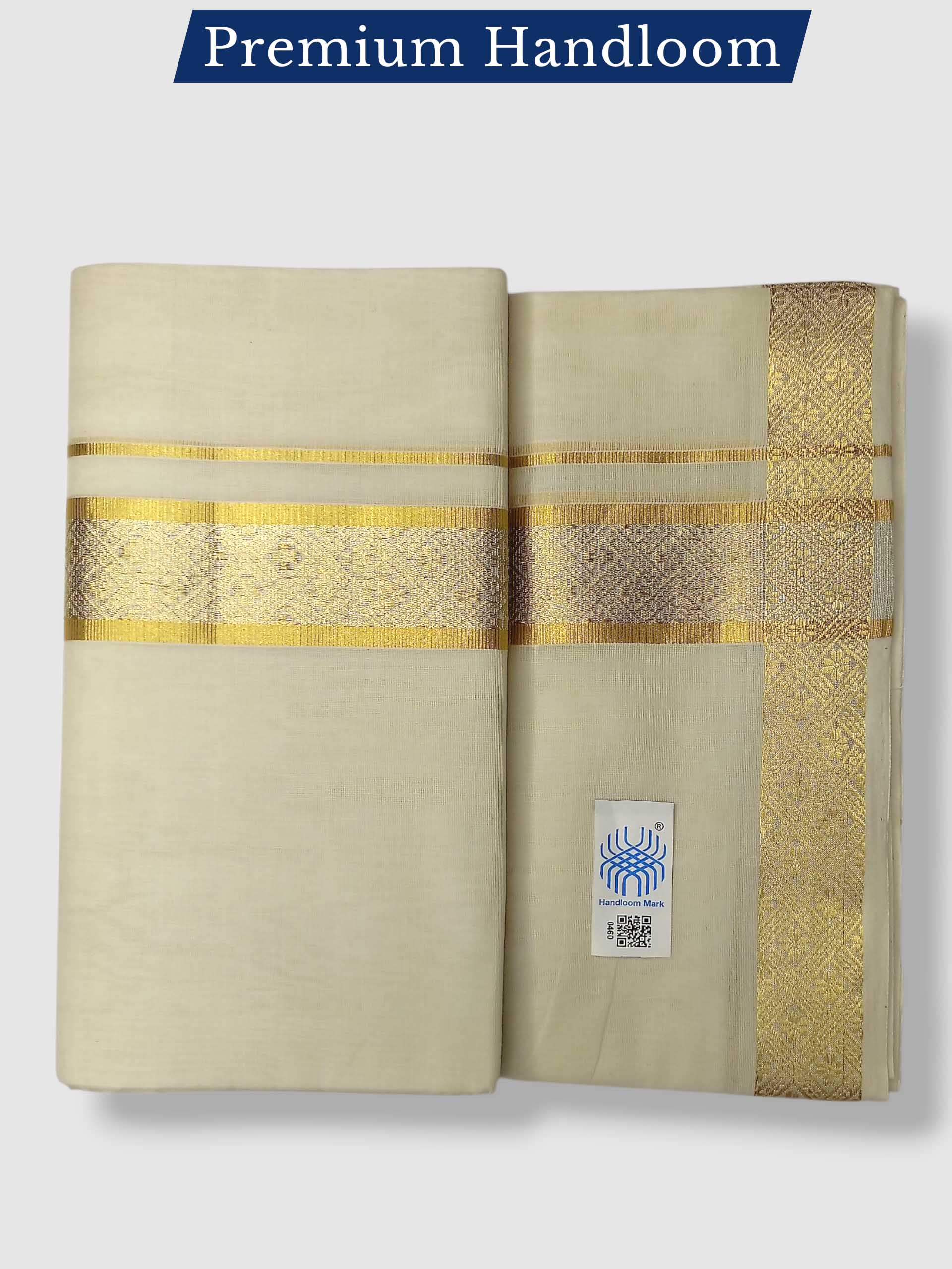 Premium Wedding Handloom Balaramapuram Unaakupaavu Kasavu Mundu for Men