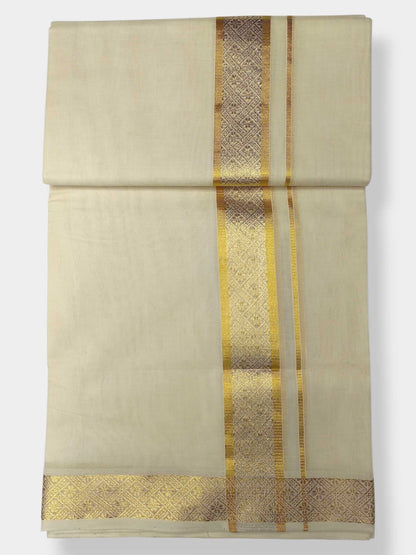 Premium Wedding Handloom Balaramapuram Unaakupaavu Kasavu Mundu for Men