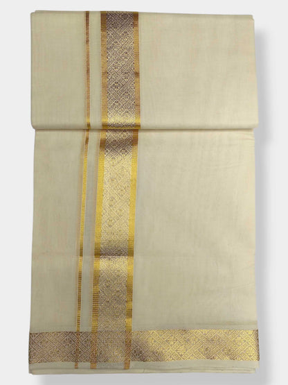 Premium Wedding Handloom Balaramapuram Unaakupaavu Kasavu Mundu for Men