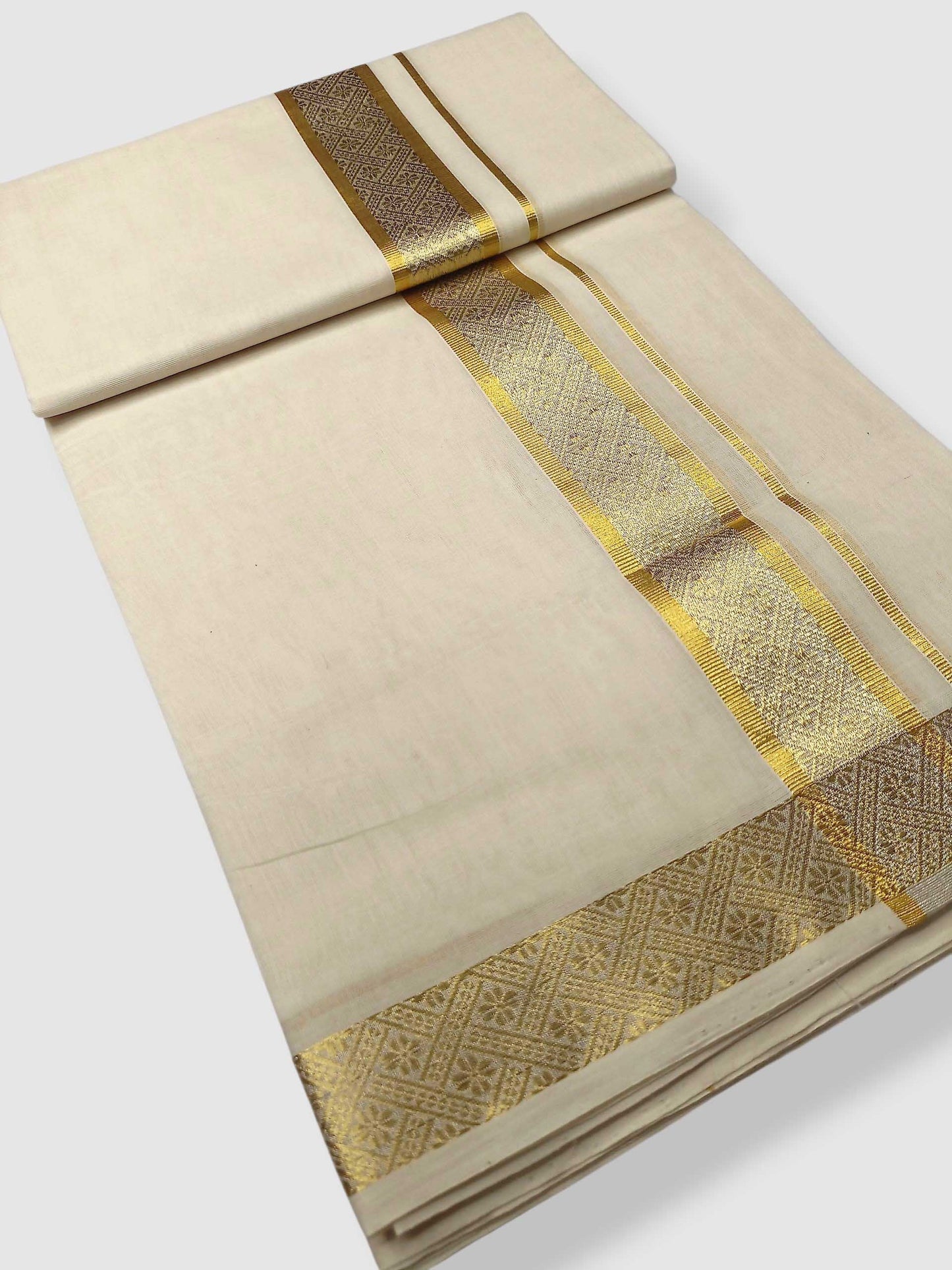 Premium Wedding Handloom Balaramapuram Unaakupaavu Kasavu Mundu for Men