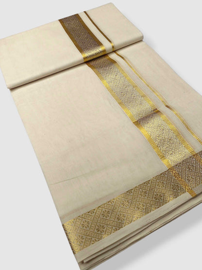 Premium Wedding Handloom Balaramapuram Unaakupaavu Kasavu Mundu for Men