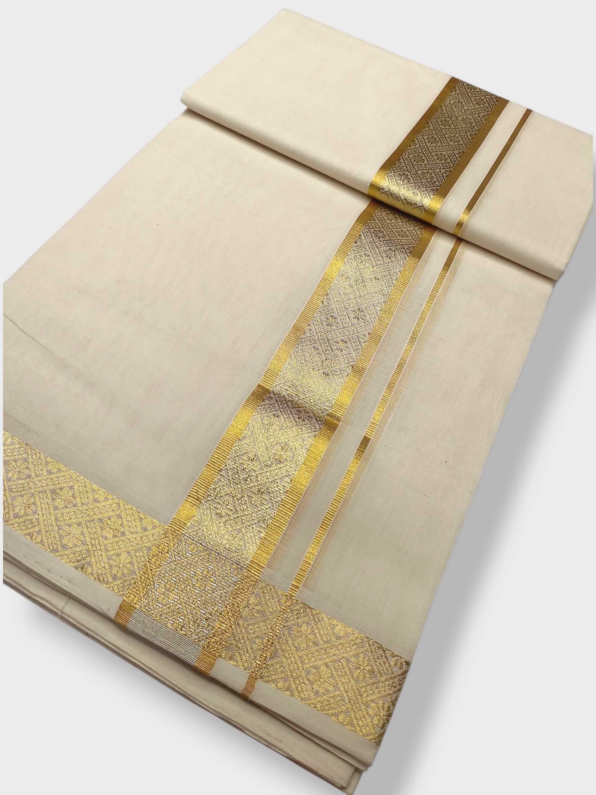 Premium Wedding Handloom Balaramapuram Unaakupaavu Kasavu Mundu for Men