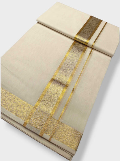 Premium Wedding Handloom Balaramapuram Unaakupaavu Kasavu Mundu for Men