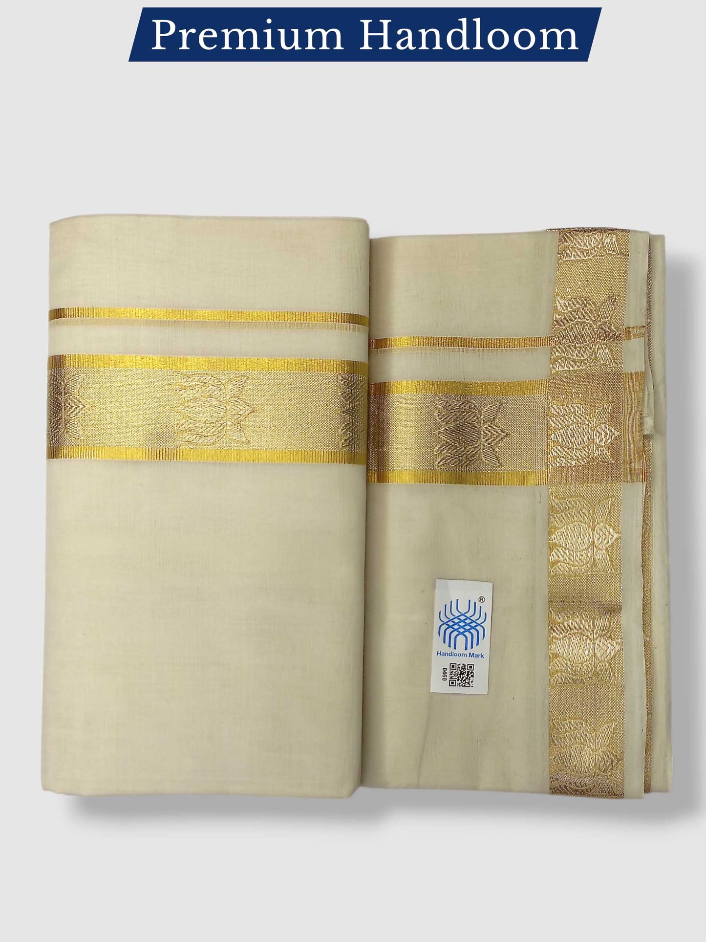 Premium Wedding Handloom Balaramapuram Unaakupaavu Kasavu Mundu for Men