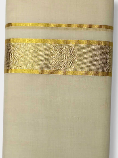 Premium Wedding Handloom Balaramapuram Unaakupaavu Kasavu Mundu for Men