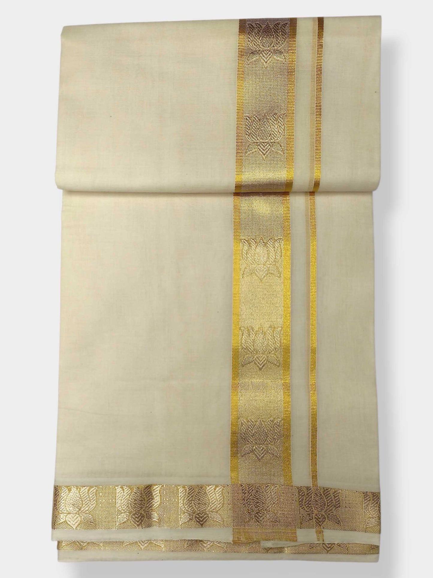 Premium Wedding Handloom Balaramapuram Unaakupaavu Kasavu Mundu for Men