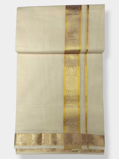 Premium Wedding Handloom Balaramapuram Unaakupaavu Kasavu Mundu for Men