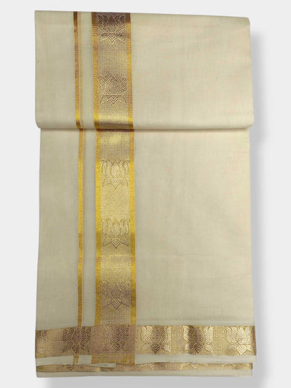 Premium Wedding Handloom Balaramapuram Unaakupaavu Kasavu Mundu for Men