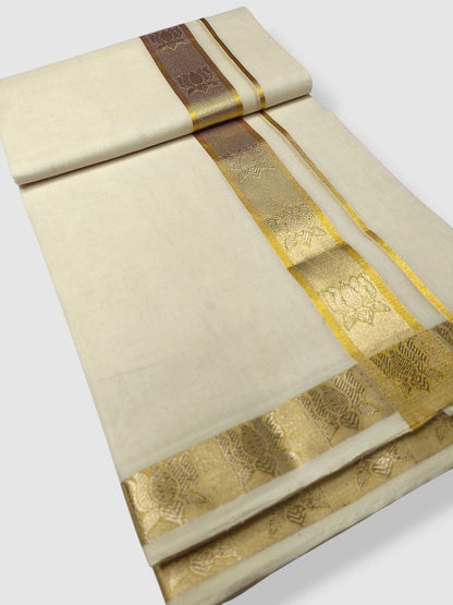 Premium Wedding Handloom Balaramapuram Unaakupaavu Kasavu Mundu for Men