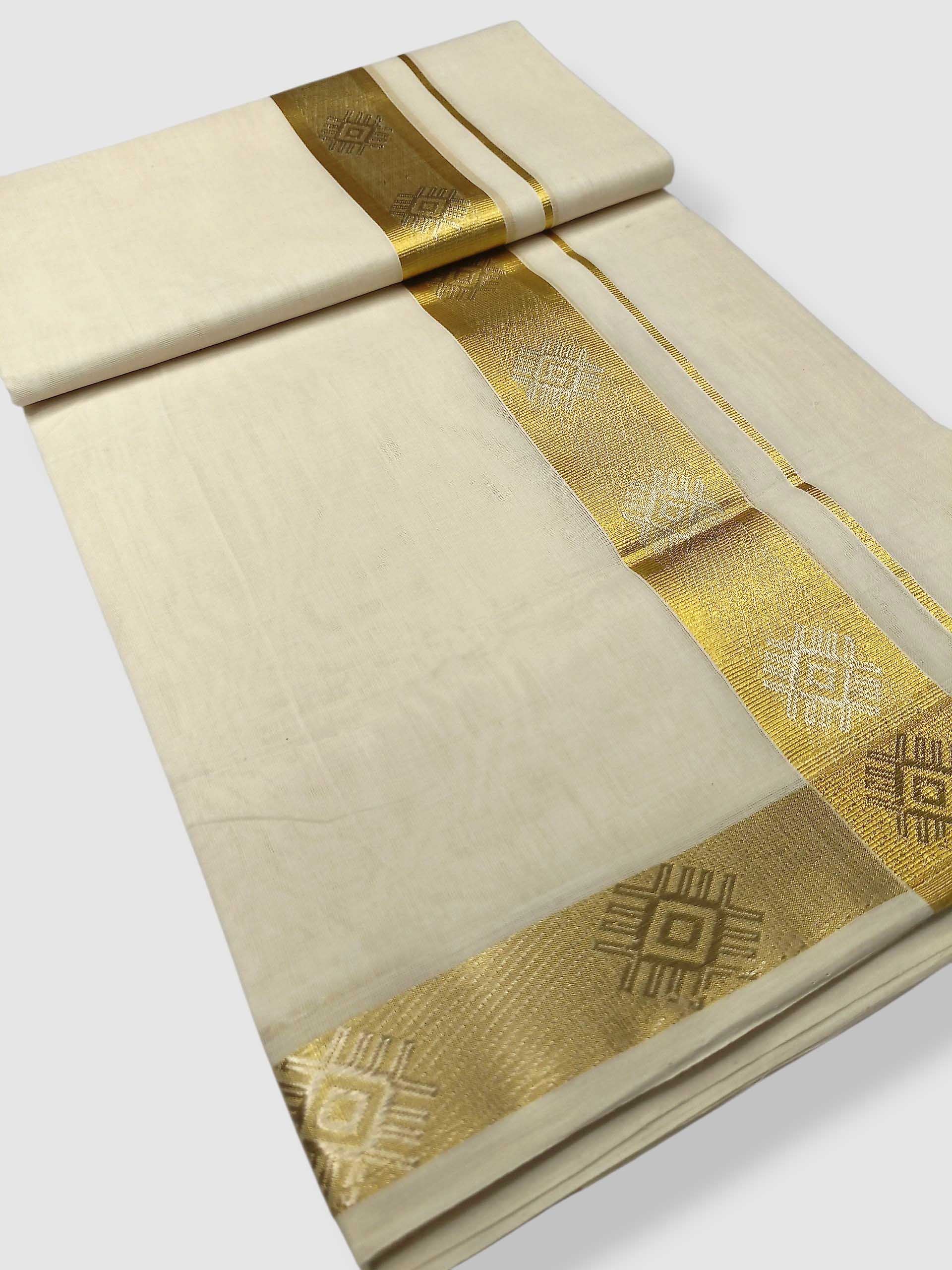 Premium Wedding Handloom Balaramapuram Unaakupaavu Kasavu Mundu for Men