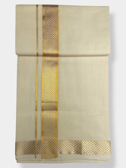 Premium Wedding Handloom Balaramapuram Unaakupaavu Kasavu Mundu for Men