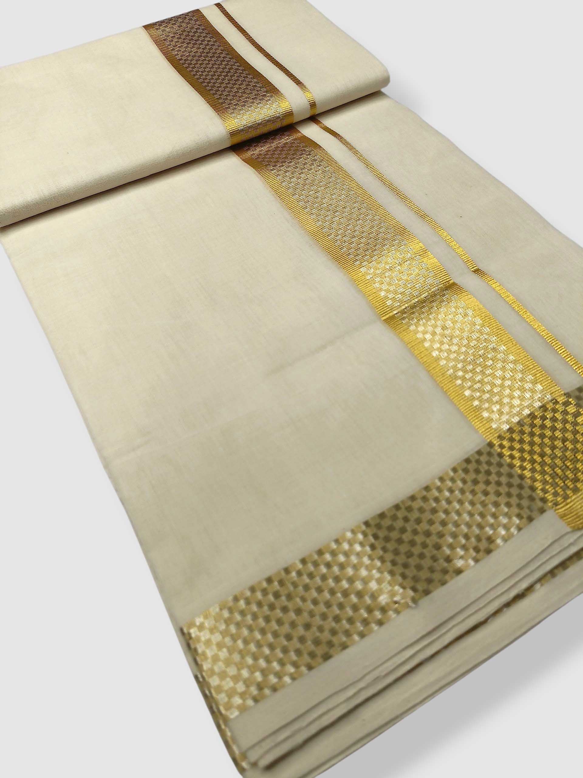 Premium Wedding Handloom Balaramapuram Unaakupaavu Kasavu Mundu for Men