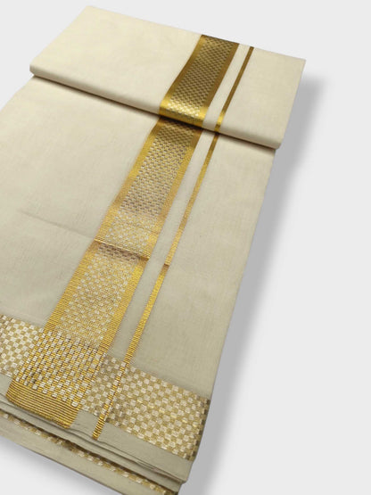Premium Wedding Handloom Balaramapuram Unaakupaavu Kasavu Mundu for Men