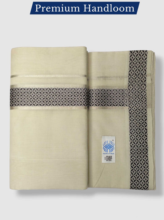Premium Wedding Handloom Balaramapuram Unaakupaavu Kasavu Mundu for Men