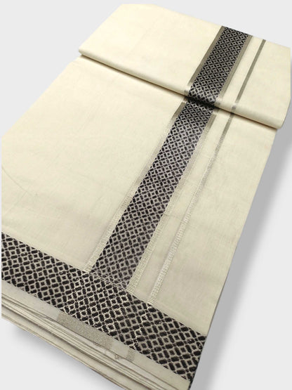 Premium Wedding Handloom Balaramapuram Unaakupaavu Kasavu Mundu for Men