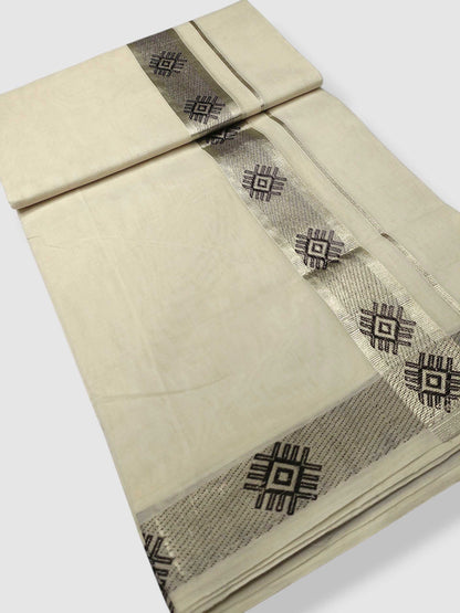 Premium Wedding Handloom Balaramapuram Unaakupaavu Kasavu Mundu for Men