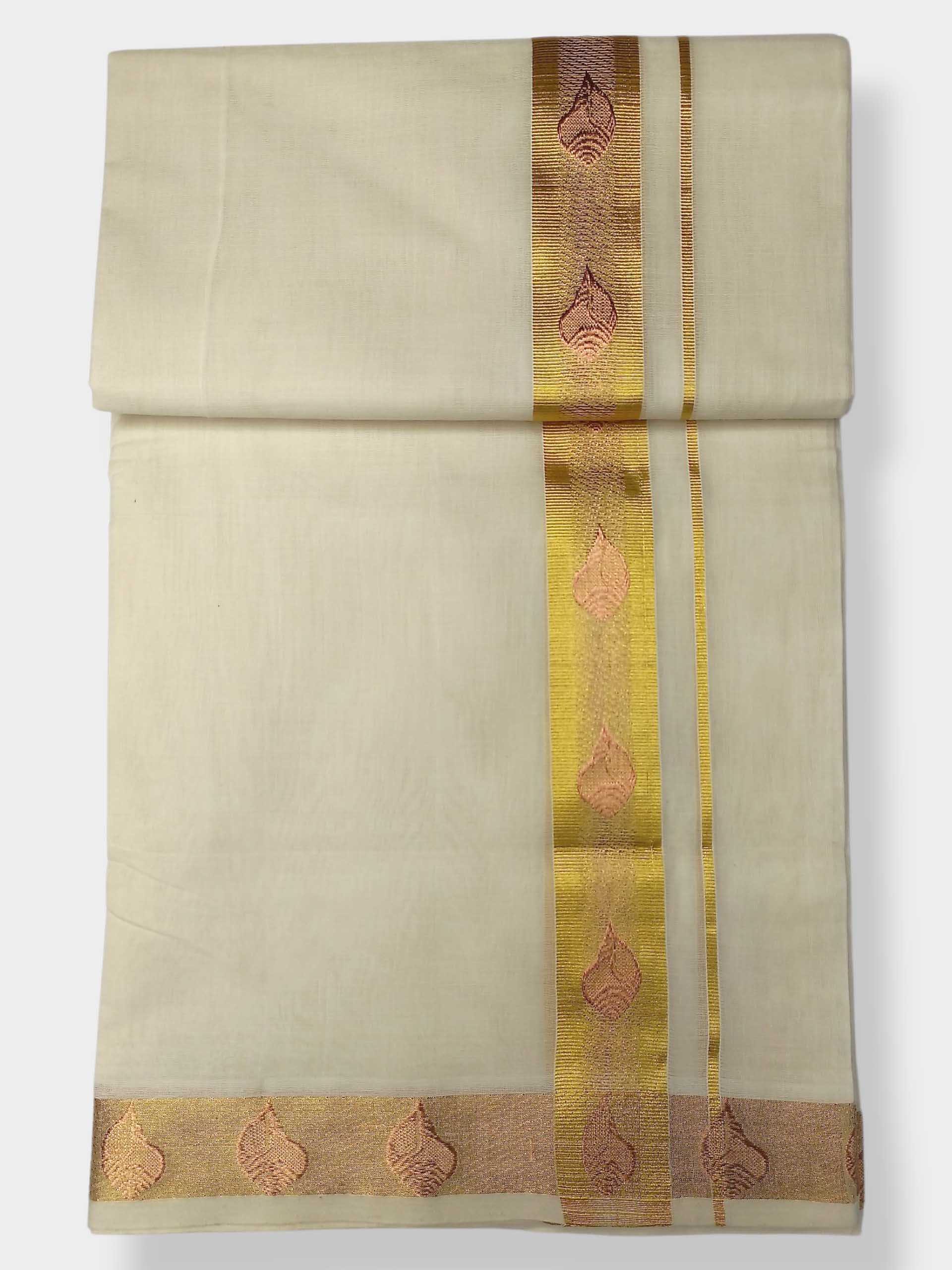 Premium Wedding Handloom Balaramapuram Unaakupaavu Kasavu Mundu for Men