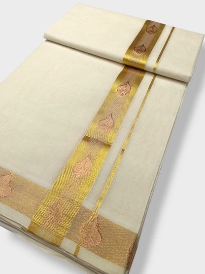 Premium Wedding Handloom Balaramapuram Unaakupaavu Kasavu Mundu for Men