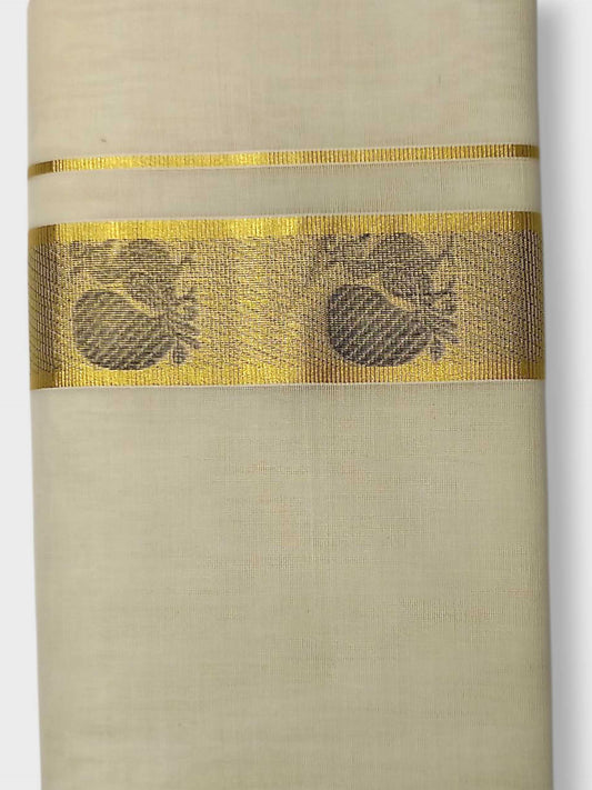 Premium Wedding Handloom Balaramapuram Unaakupaavu Kasavu Mundu for Men