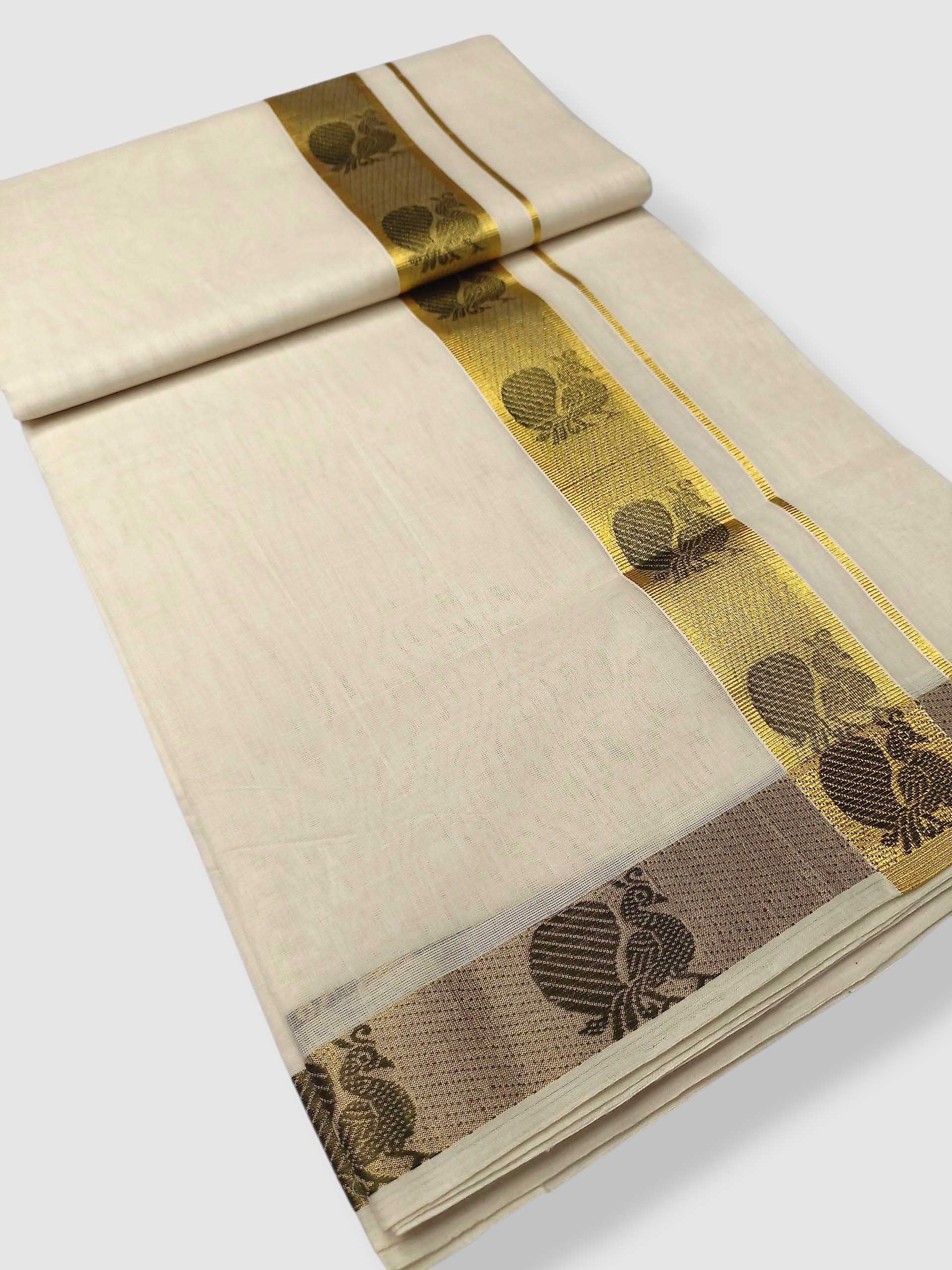 Premium Wedding Handloom Balaramapuram Unaakupaavu Kasavu Mundu for Men