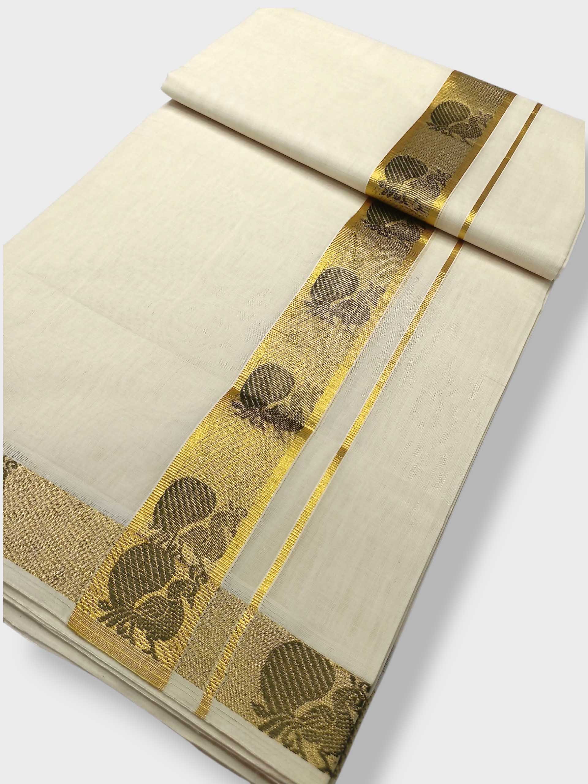 Premium Wedding Handloom Balaramapuram Unaakupaavu Kasavu Mundu for Men