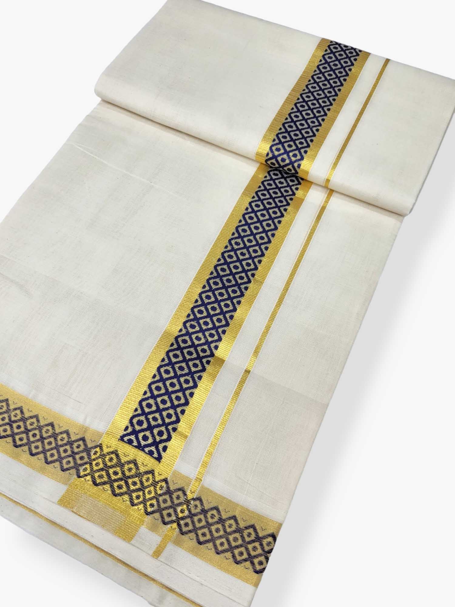 Premium Wedding Handloom Balaramapuram Unaakupaavu Kasavu Mundu for Men