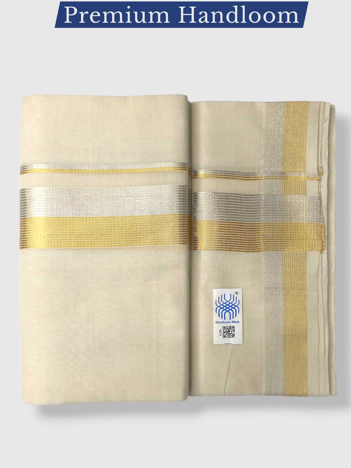 Premium Wedding Handloom Balaramapuram Unaakupaavu Kasavu Mundu for Men