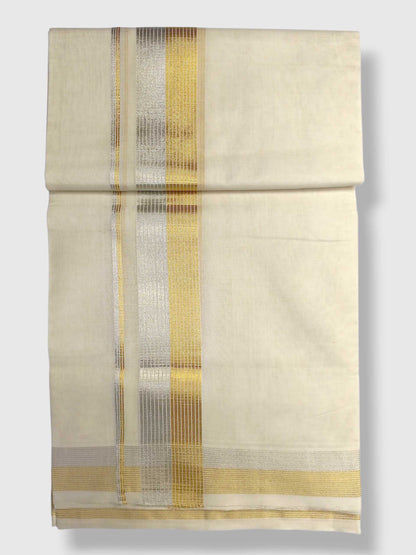 Premium Wedding Handloom Balaramapuram Unaakupaavu Kasavu Mundu for Men