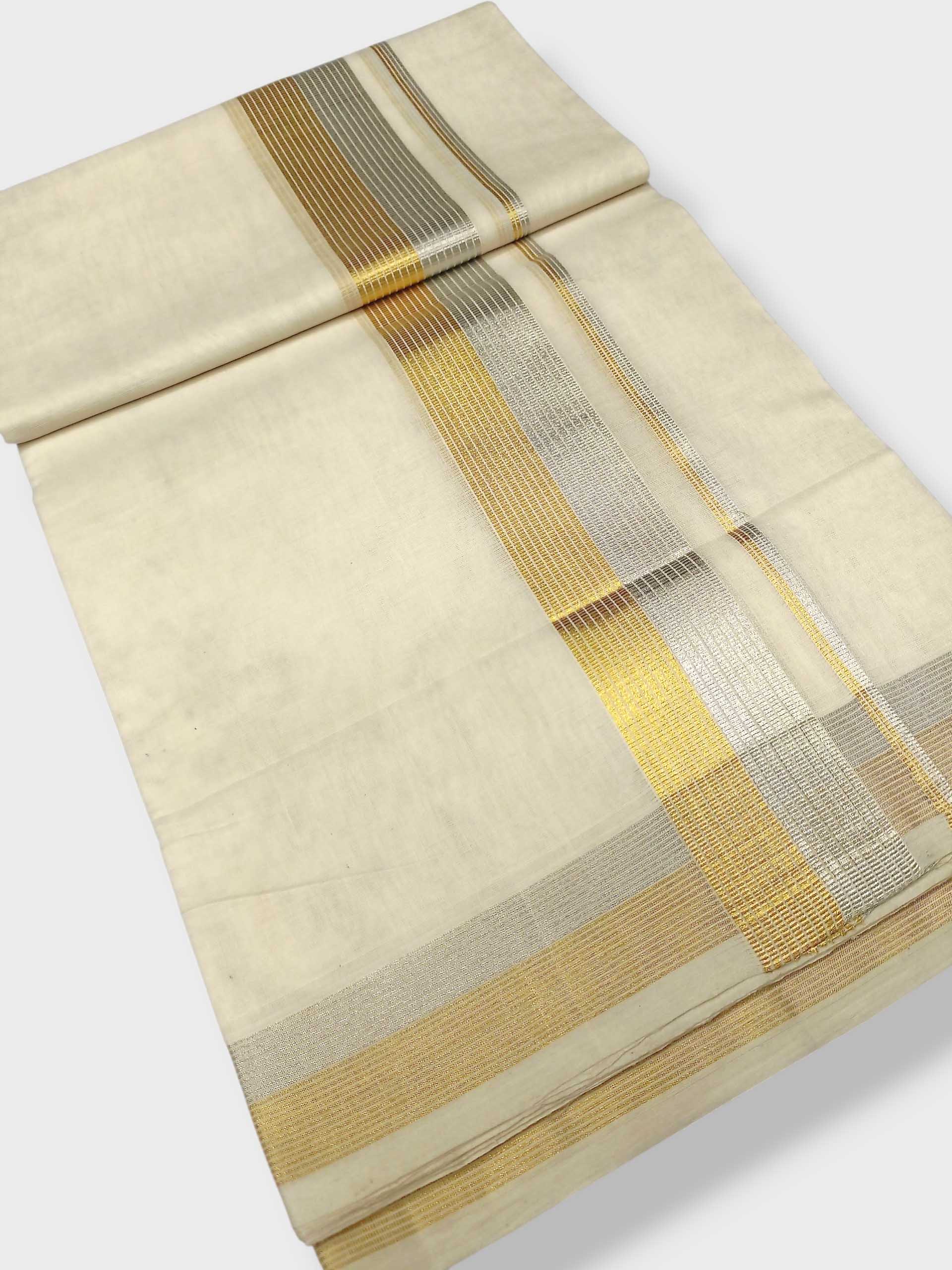 Premium Wedding Handloom Balaramapuram Unaakupaavu Kasavu Mundu for Men