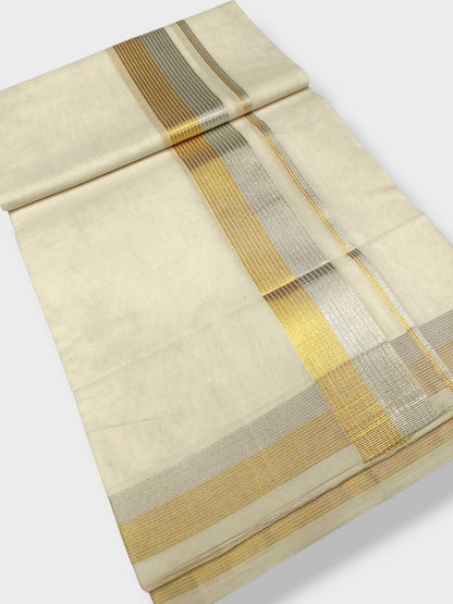 Premium Wedding Handloom Balaramapuram Unaakupaavu Kasavu Mundu for Men