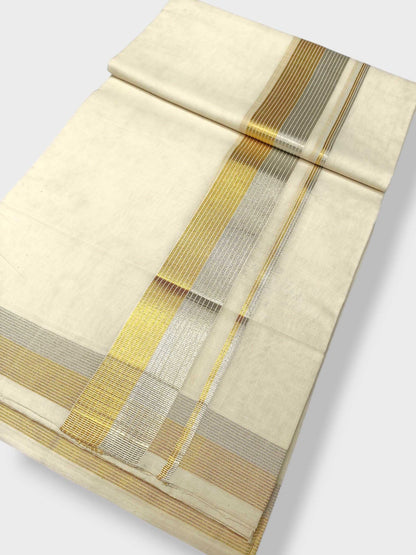 Premium Wedding Handloom Balaramapuram Unaakupaavu Kasavu Mundu for Men