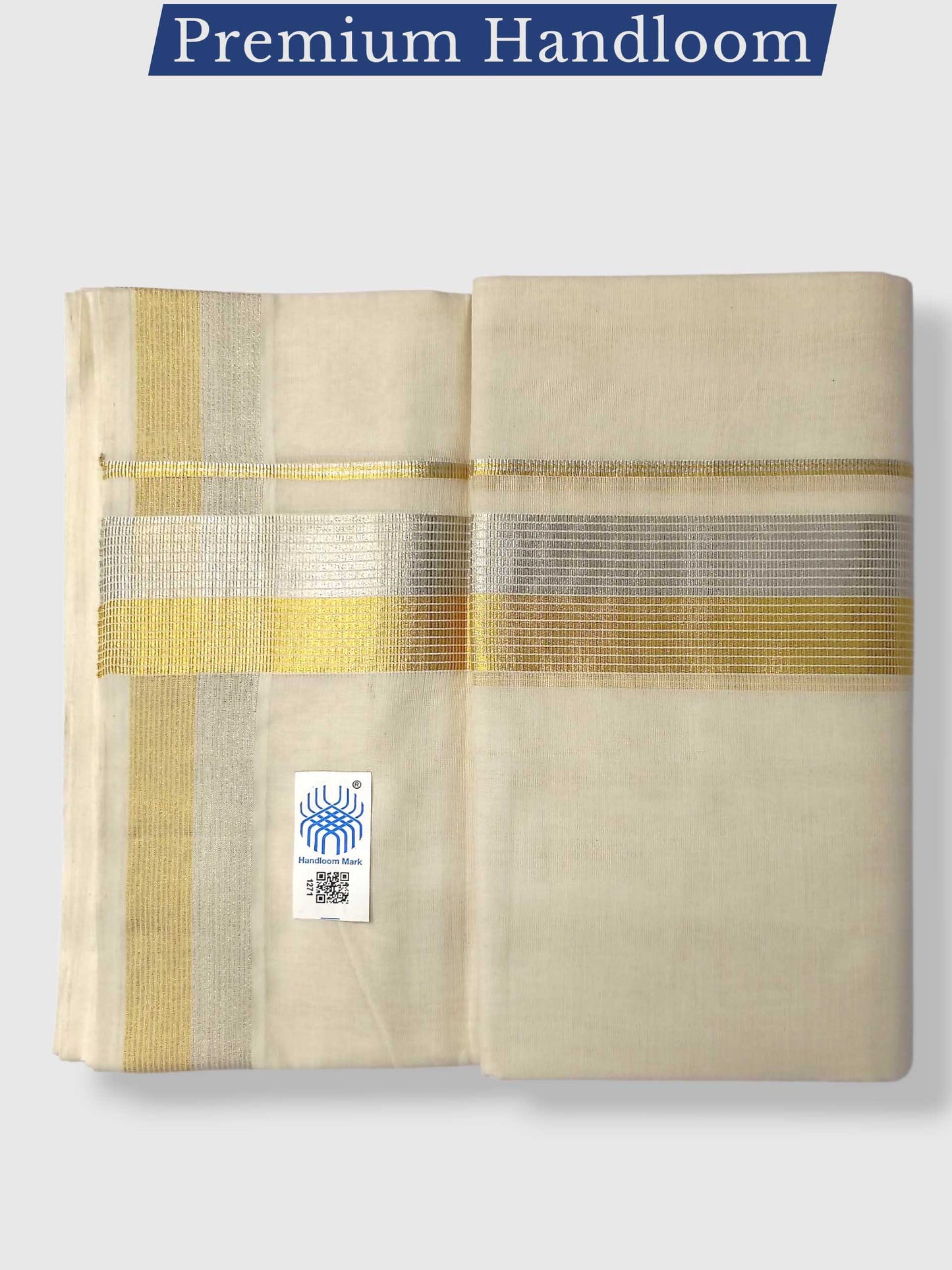 Premium Wedding Handloom Balaramapuram Unaakupaavu Kasavu Mundu for Men