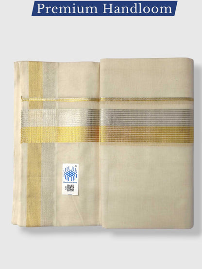 Premium Wedding Handloom Balaramapuram Unaakupaavu Kasavu Mundu for Men