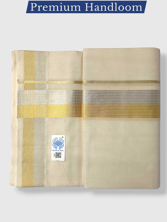 Premium Wedding Handloom Balaramapuram Unaakupaavu Kasavu Mundu for Men