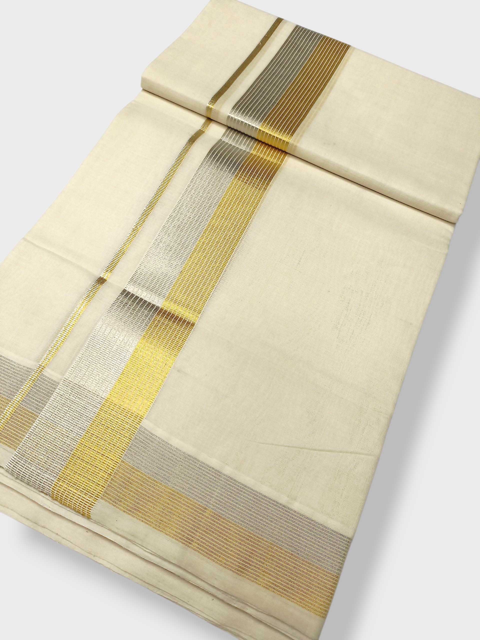 Premium Wedding Handloom Balaramapuram Unaakupaavu Kasavu Mundu for Men