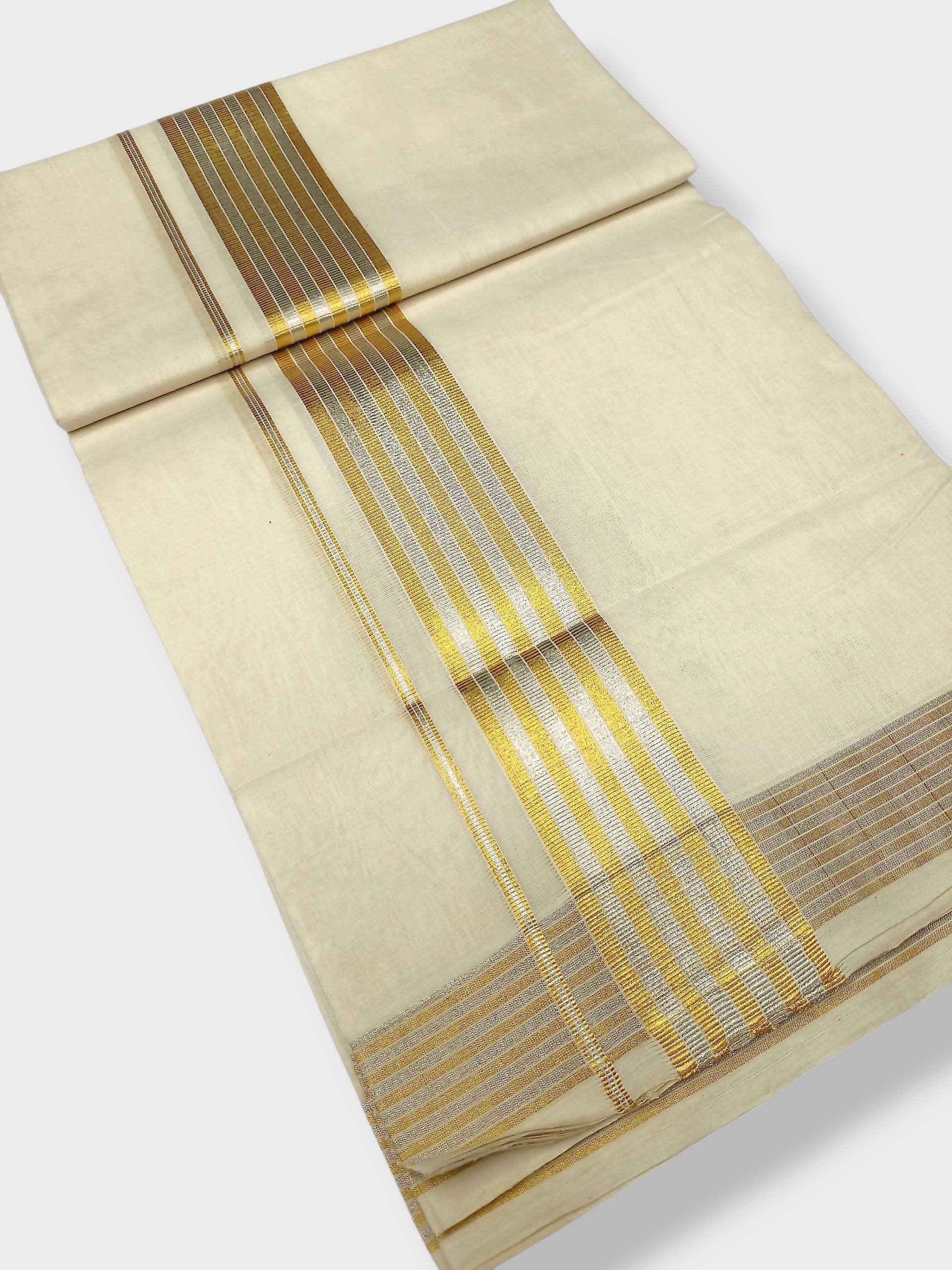 Premium Wedding Handloom Balaramapuram Unaakupaavu Kasavu Mundu for Men