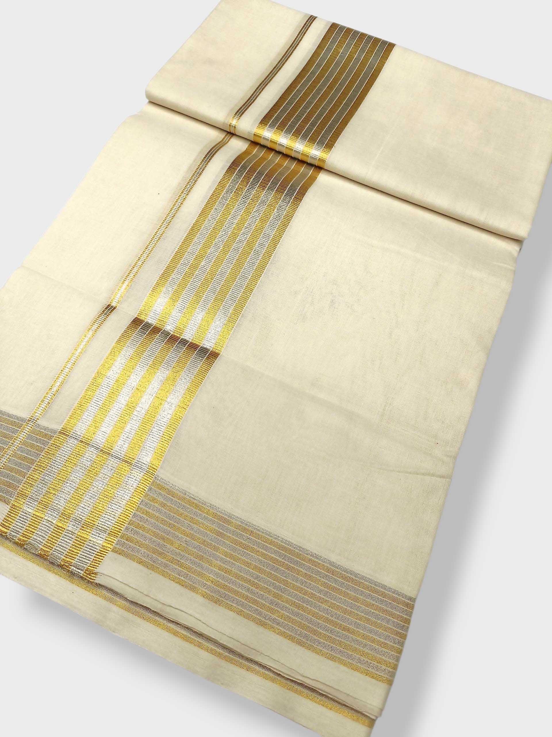 Premium Wedding Handloom Balaramapuram Unaakupaavu Kasavu Mundu for Men