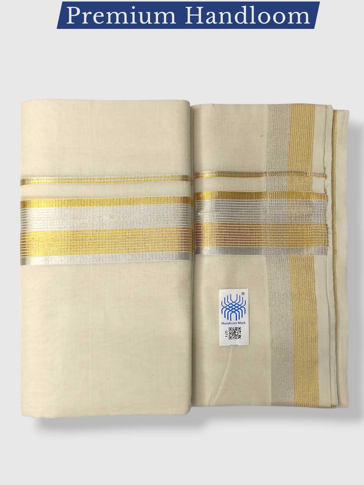 Premium Wedding Handloom Balaramapuram Unaakupaavu Kasavu Mundu for Men