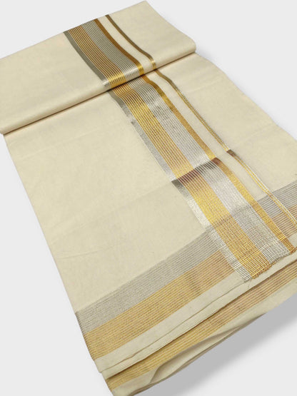 Premium Wedding Handloom Balaramapuram Unaakupaavu Kasavu Mundu for Men