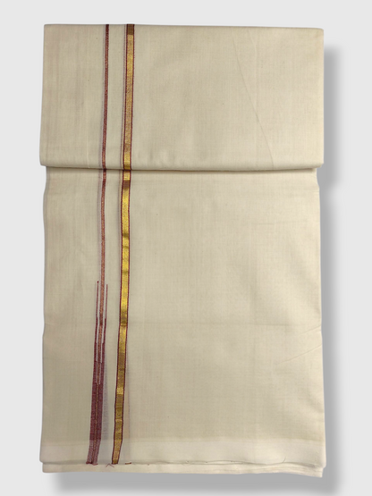 Premium Wedding Handloom Balaramapuram Unaakupaavu Kasavu Mundu for Men