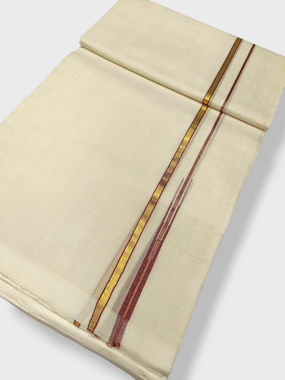 Premium Wedding Handloom Balaramapuram Unaakupaavu Kasavu Mundu for Men