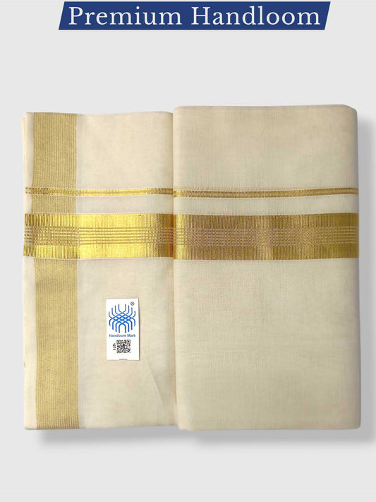 Premium Wedding Handloom Balaramapuram Unaakupaavu Kasavu Mundu for Men