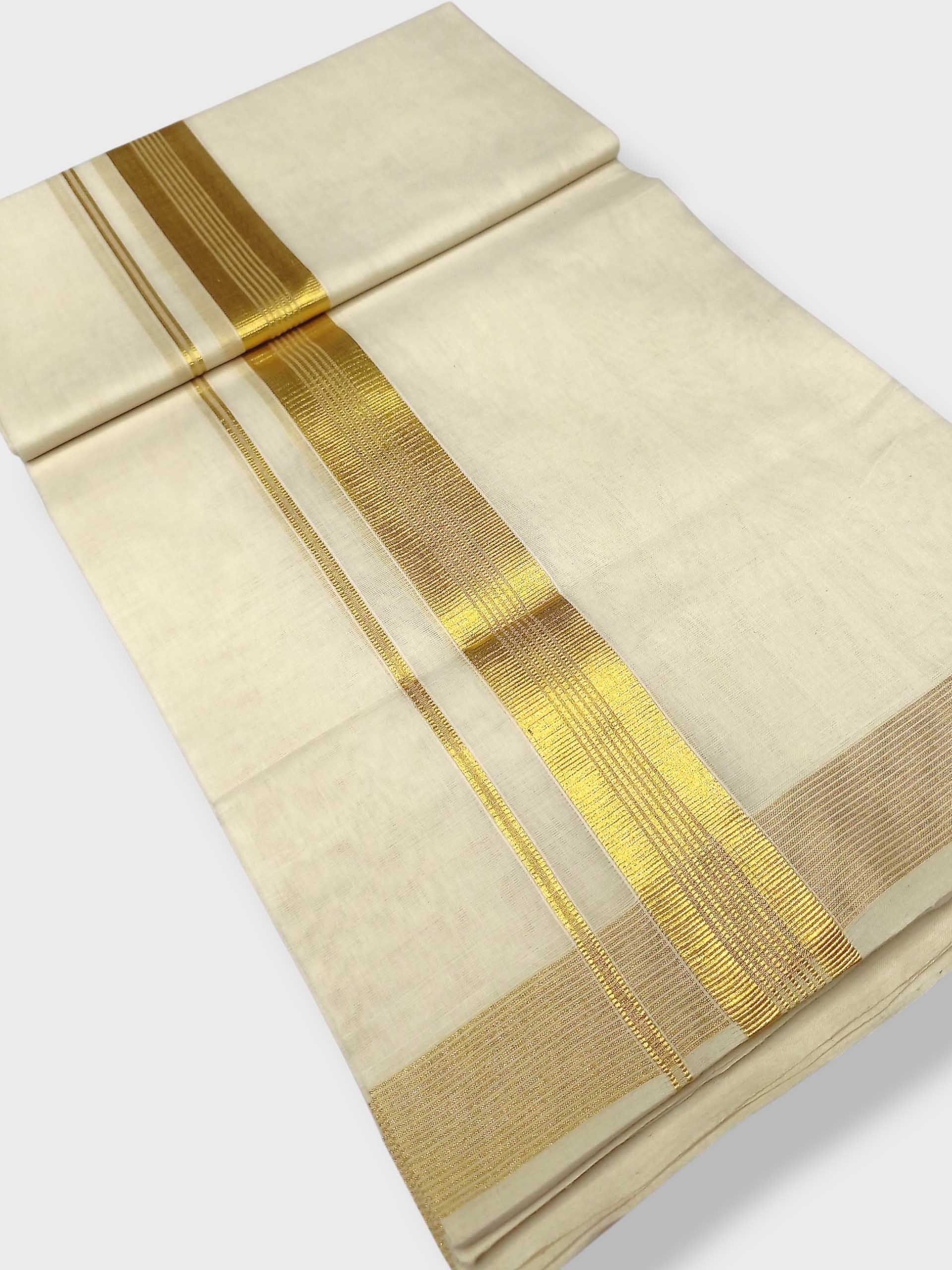 Premium Wedding Handloom Balaramapuram Unaakupaavu Kasavu Mundu for Men