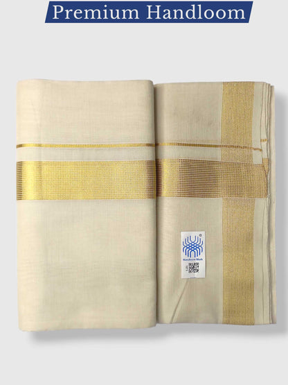 Premium Wedding Handloom Balaramapuram Unaakupaavu Kasavu Mundu for Men